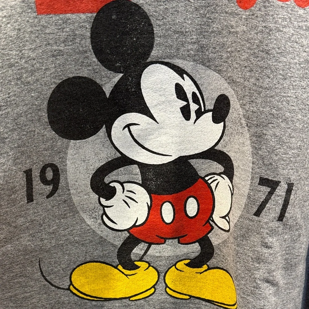 Disney Gray Crewneck Sweatshirt with Mickey Mouse Graphic